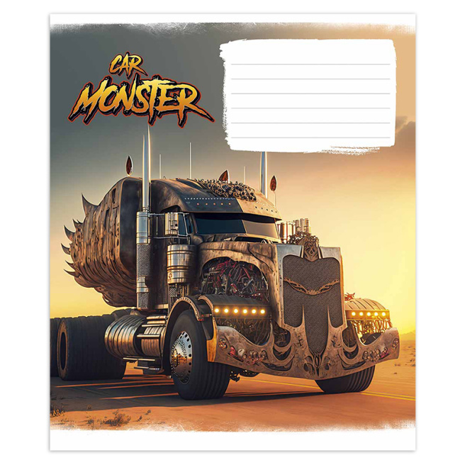 Caiet 12 foi, linie oblică, Shkolyarik 3243, Monster cars