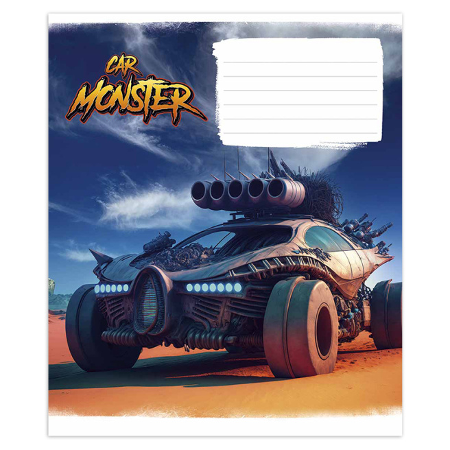 Caiet 12 foi, linie oblică, Shkolyarik 3243, Monster cars