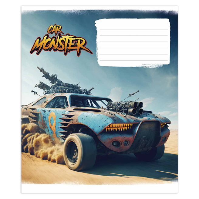 Caiet 12 foi, linie oblică, Shkolyarik 3243, Monster cars