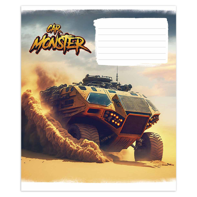 Caiet 12 foi, linie oblică, Shkolyarik 3243, Monster cars