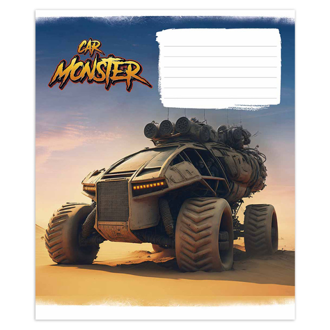 Caiet 12 foi, linie oblică, Shkolyarik 3243, Monster cars