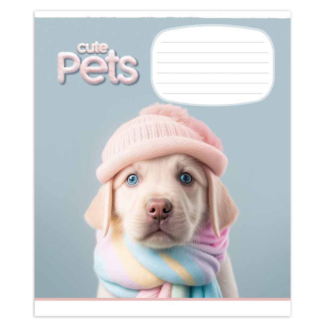 Тетрадь 12 листов, косая линейка, Школярик 3253, Cute pets