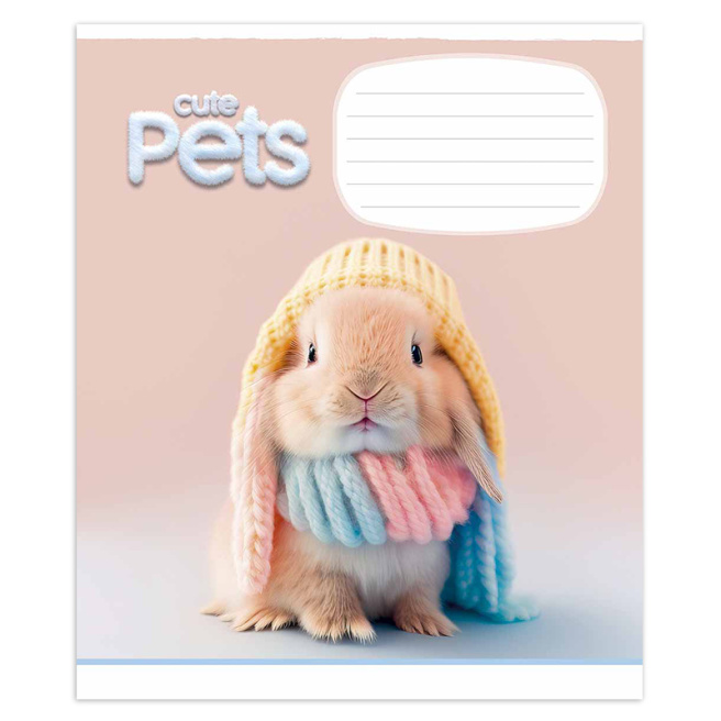 Тетрадь 12 листов, косая линейка, Школярик 3253, Cute pets