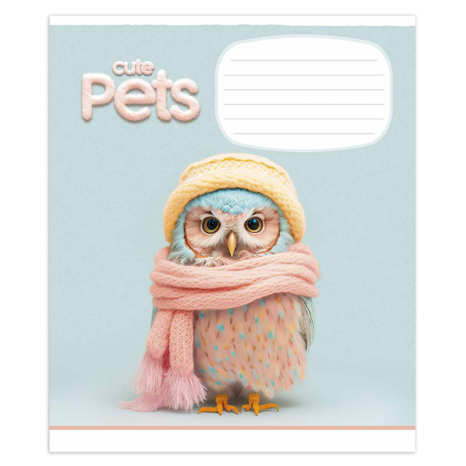 Тетрадь 12 листов, косая линейка, Школярик 3253, Cute pets