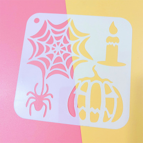 Șablon Halloween Pânză de paianjen, dovleac, 13x13 cm