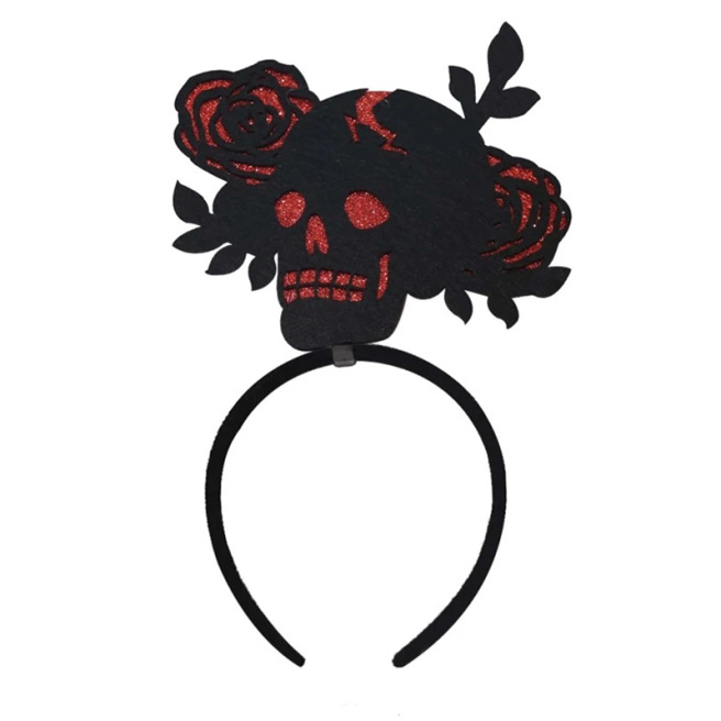 Bentiță de Halloween Craniu Negru
