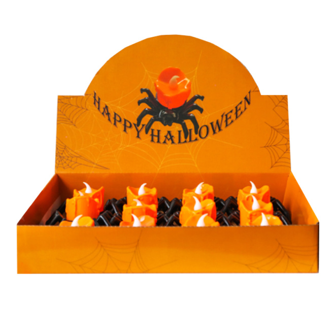 Lampă LED de Halloween Păianjen cu lumânare, oranj, 7 cm