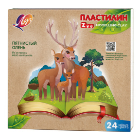 Plastilină 24 culori, 360 gr. ZOO (Luci)