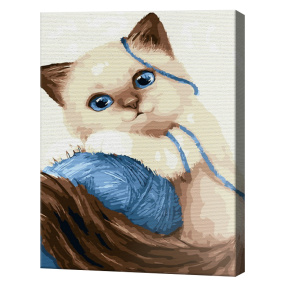 Котенок с клубком, 30х40 см, картина по номерам