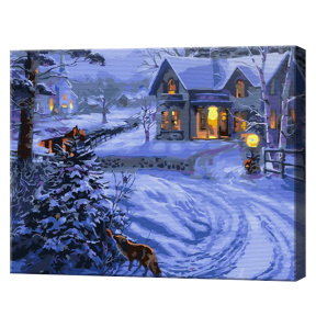 Заснеженный вечер, 30х40 см, картина по номерам