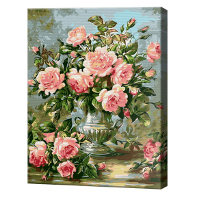 Букет роз на столе, 30х40 см, картина по номерам