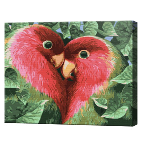 Papagali-inimă, 30х40 cm, pictură pe numere