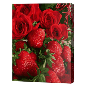 Căpșună și trandafiri, 40х50 cm, pictură pe numere