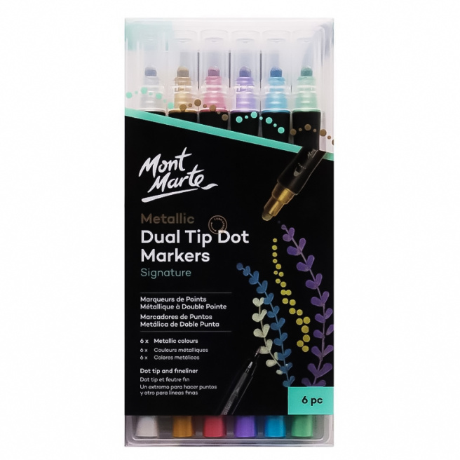 Набор двухсторонних маркеров Dot Metallic, 6 цветов