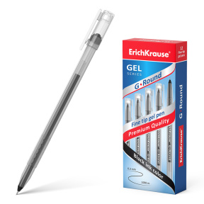 Pix cu gel ErichKrause 0,5 mm G-ROUND, negru