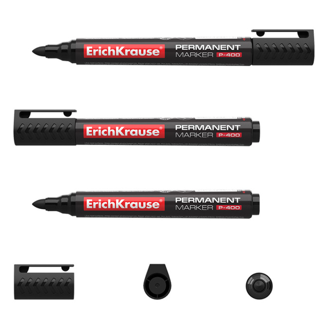 Marker permanent ErichKrause P-400, vârf conic, negru