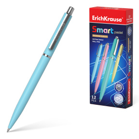 Ручка шариковая ErichKrause на кнопке 0.7 мм R-301 Smart Pastel, синяя