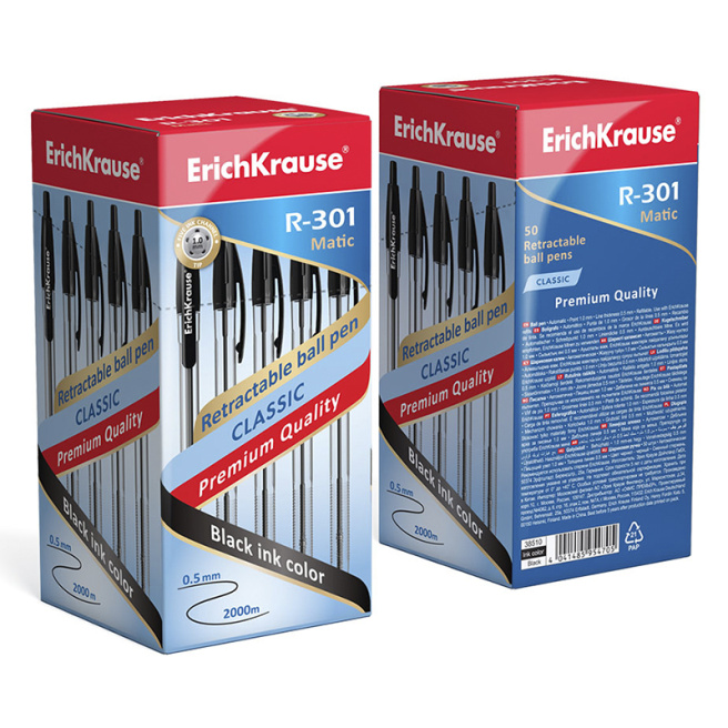 Pix bilă cu buton ErichKrause 1.0 mm R-301 Classic Matic, negru