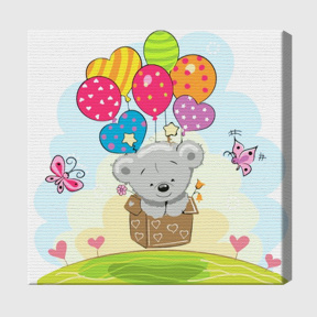 Коала на воздушных шариках 20х20 см, картина по номерам
