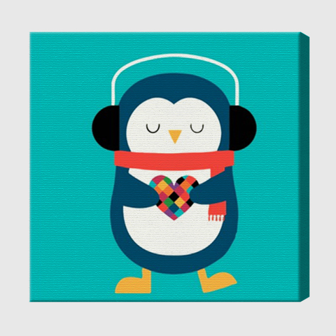 Pinguin-meloman 20х20 cm, pictură pe numere