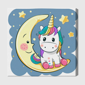 Единорог на луне 20х20 см, картина по номерам