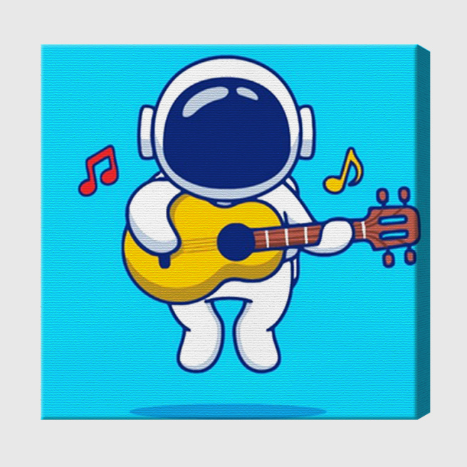 Cosmonaut muzicant 20х20 cm, pictură pe numere