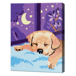 Cățeluș adormit 20х30 cm, pictură pe numere