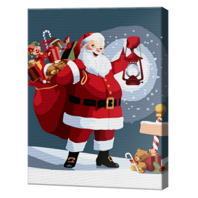 Moș Crăciun cu cadouri 20х30 cm, pictură pe numere