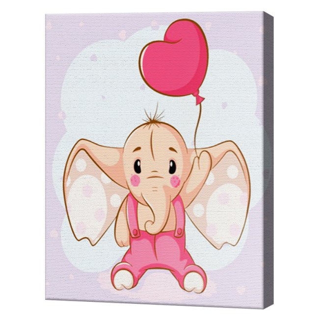 Elefant cu o inimioară 20х30 cm, pictură pe numere