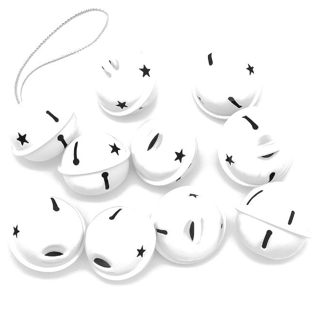 Set clopotei pentru creatie, 3cm, 12 buc, alb