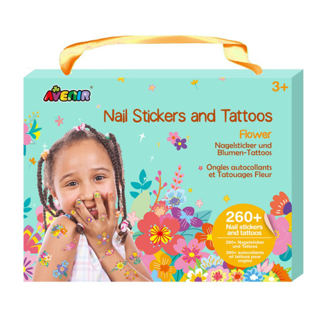 Set de tatuaje și stickere pu unghii: Flori