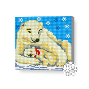 Mozaic cu diamante 20x20 cm Familia de urși albi
