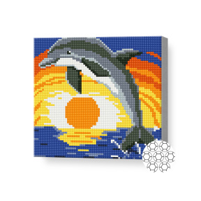 Mozaic cu diamante 20x20 cm Delfin la apus