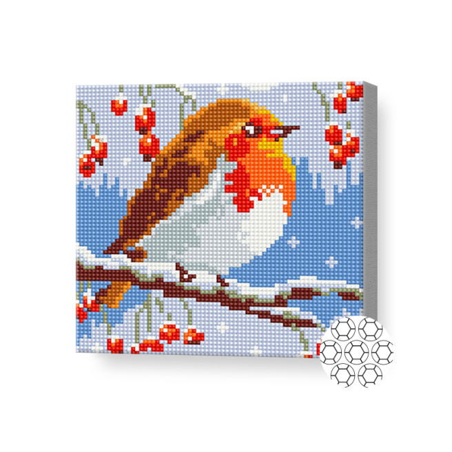 Mozaic cu diamante 20x20 cm Mugurar pe o crenguță de scorus