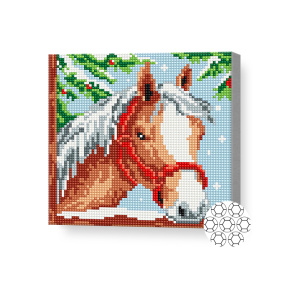 Алмазная мозаика 20x20 см Лошадка зимой