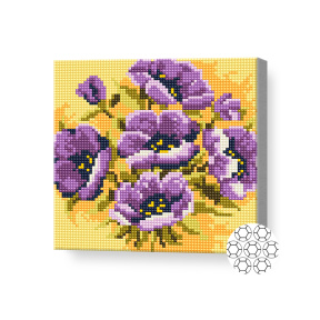 Алмазная мозаика 20x20 см Фиалки