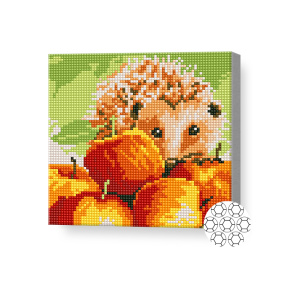 Алмазная мозаика 20x20 см Ежик среди яблок
