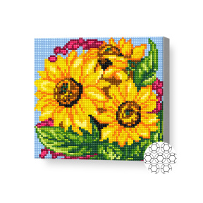 Алмазная мозаика 20x20 см Букет подсолнухов
