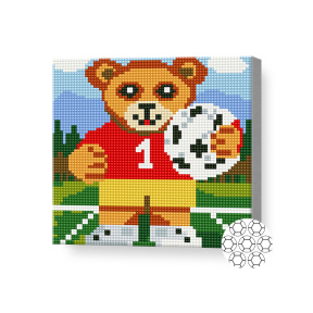 Алмазная мозаика 20x20 см Мишка футболист