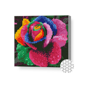 Mozaic cu diamante 20x20 cm Trandafir curcubeu