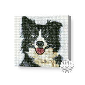 Алмазная мозаика 20x20 см Черно-белый песик