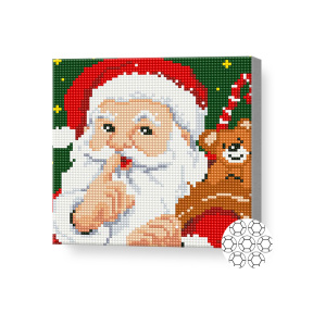 Алмазная мозаика 20x20 см Дед Мороз с подарками