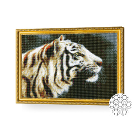 Mozaic cu diamante 30x40 cm Tigru alb
