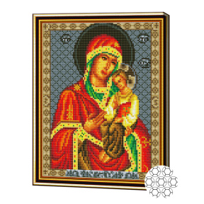 Mozaic cu diamante 30x40 cm. Icoana Măicii Domnului din Tihvin