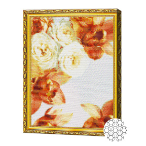 Mozaic cu diamante 30x40 cm. Orhidee și trandafiri