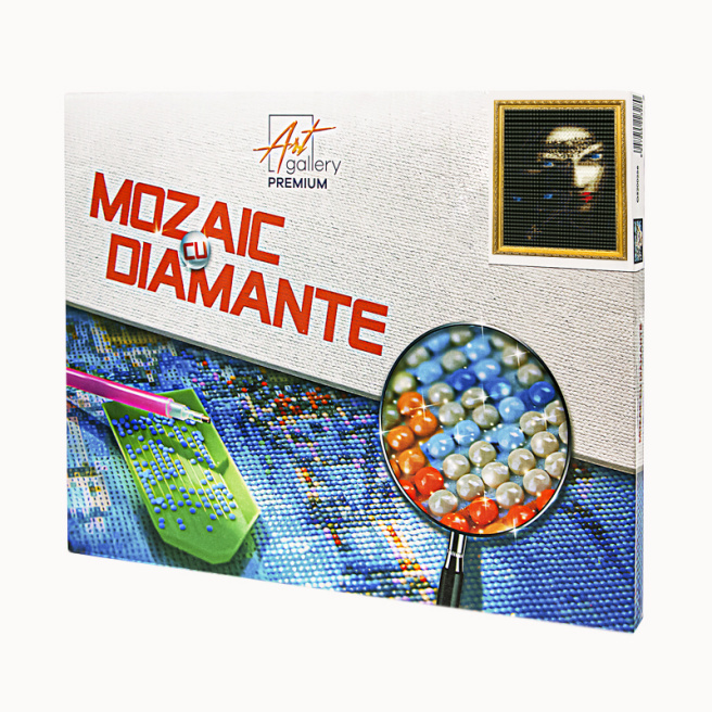 Mozaic cu diamante 30x40 cm. Vrăjitoarea și pisică