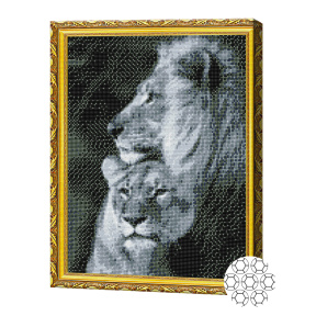 Mozaic cu diamante 40x50 cm. Leu și leoaică