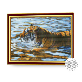 Алмазная мозаика 40x50 см. Тигр в воде