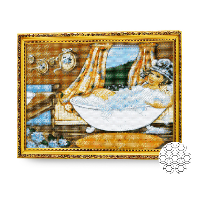 Алмазная мозаика 40x50 см. Кошечка и дракон