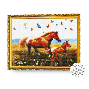 Алмазная мозаика 40x50 см. Лошадь с жеребенком